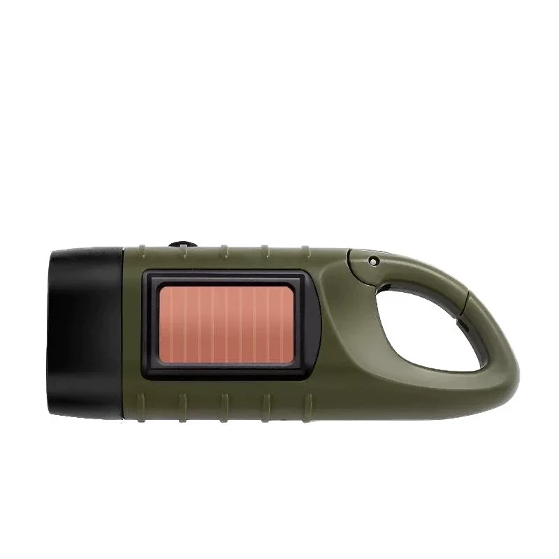 Green handheld flashlight shown from the side